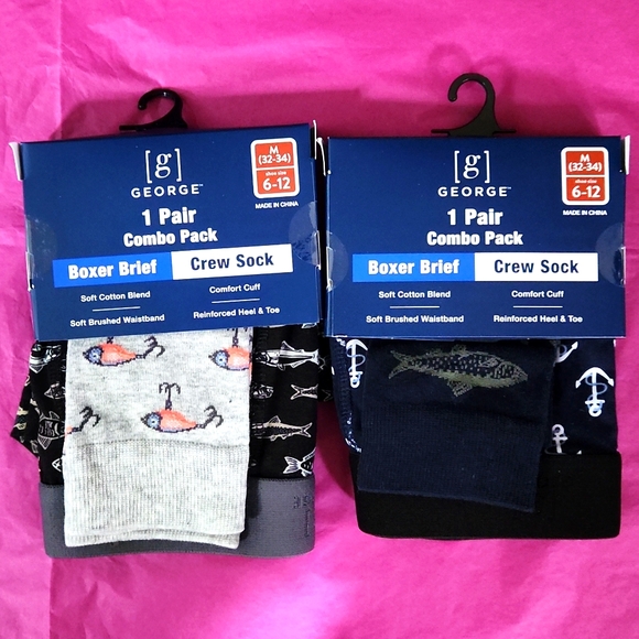 (2) Sets of 1 Pair Combo Pack, Boxer Brief/Crew Sock! - Picture 1 of 7